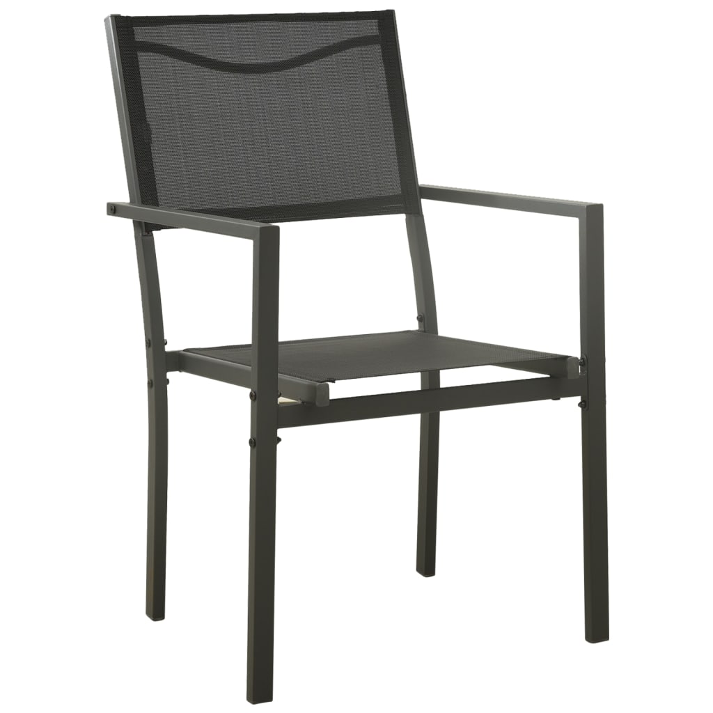 vidaXL Set mobilier de grădină, 3 piese, negru, textilenă și oțel vidaXL Set mobilier de grădină, 3 piese, negru, textilenă și oțel