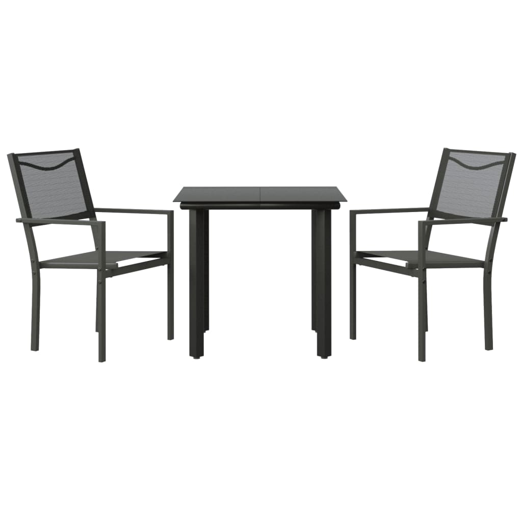 vidaXL Set mobilier de grădină, 3 piese, negru, textilenă și oțel vidaXL Set mobilier de grădină, 3 piese, negru, textilenă și oțel