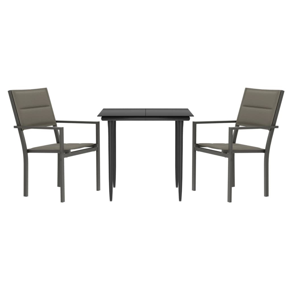 vidaXL Set mobilier de grădină, 3 piese, negru, textilenă și oțel vidaXL Set mobilier de grădină, 3 piese, negru, textilenă și oțel