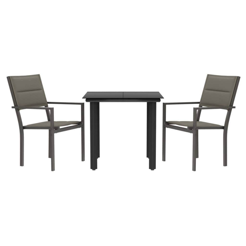 vidaXL Set mobilier de grădină, 3 piese, negru, textilenă și oțel vidaXL Set mobilier de grădină, 3 piese, negru, textilenă și oțel