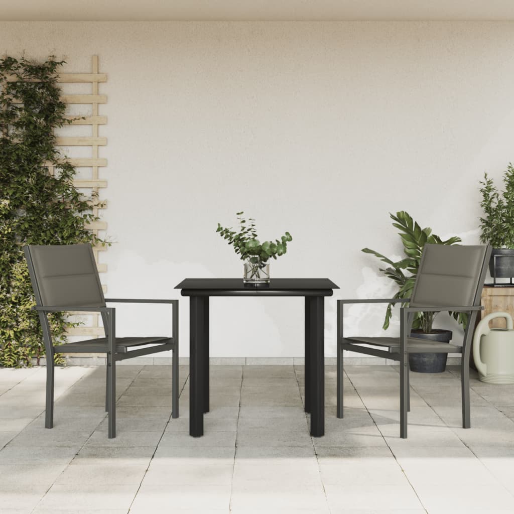 vidaXL Set mobilier de grădină, 3 piese, negru, textilenă și oțel vidaXL Set mobilier de grădină, 3 piese, negru, textilenă și oțel
