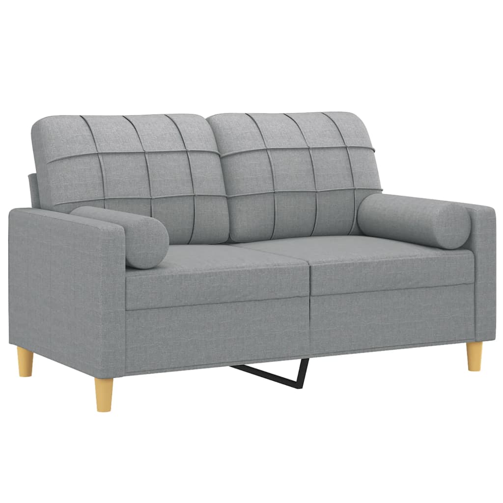 vidaXL Canapea cu 2 locuri cu pernuțe, gri deschis, 120 cm, textil vidaXL Canapea cu 2 locuri cu pernuțe, gri deschis, 120 cm, textil