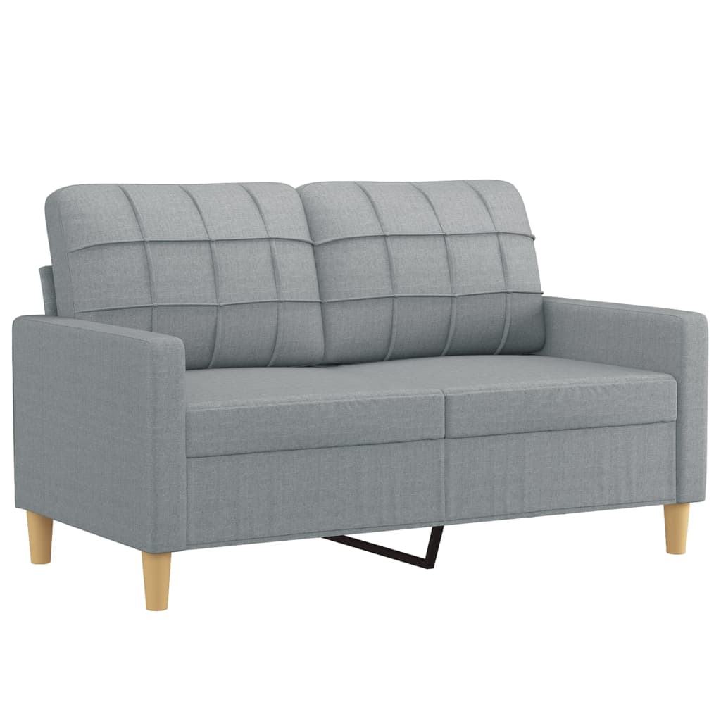 vidaXL Canapea cu 2 locuri cu pernuțe, gri deschis, 120 cm, textil vidaXL Canapea cu 2 locuri cu pernuțe, gri deschis, 120 cm, textil
