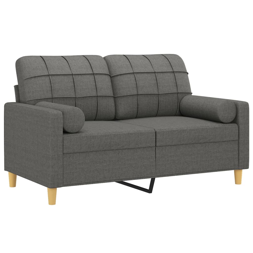 vidaXL Canapea cu 2 locuri cu pernuțe, gri închis, 120 cm, textil vidaXL Canapea cu 2 locuri cu pernuțe, gri închis, 120 cm, textil