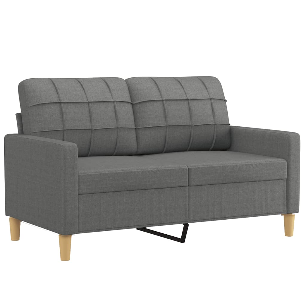vidaXL Canapea cu 2 locuri cu pernuțe, gri închis, 120 cm, textil vidaXL Canapea cu 2 locuri cu pernuțe, gri închis, 120 cm, textil