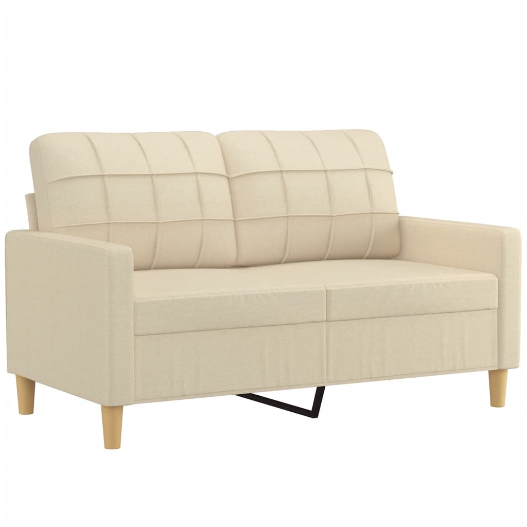 vidaXL Canapea cu 2 locuri cu pernuțe, crem, 120 cm, textil