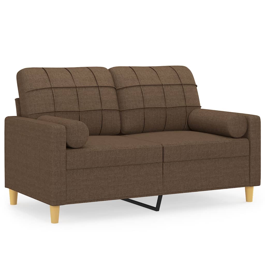 vidaXL Canapea cu 2 locuri cu pernuțe, maro, 120 cm, textil vidaXL Canapea cu 2 locuri cu pernuțe, maro, 120 cm, textil