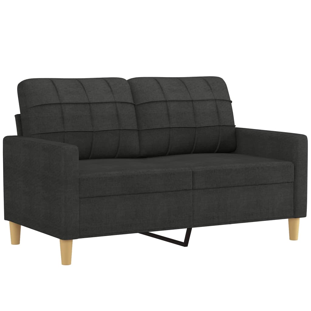 vidaXL Canapea cu 2 locuri cu pernuțe, negru, 120 cm, textil vidaXL Canapea cu 2 locuri cu pernuțe, negru, 120 cm, textil