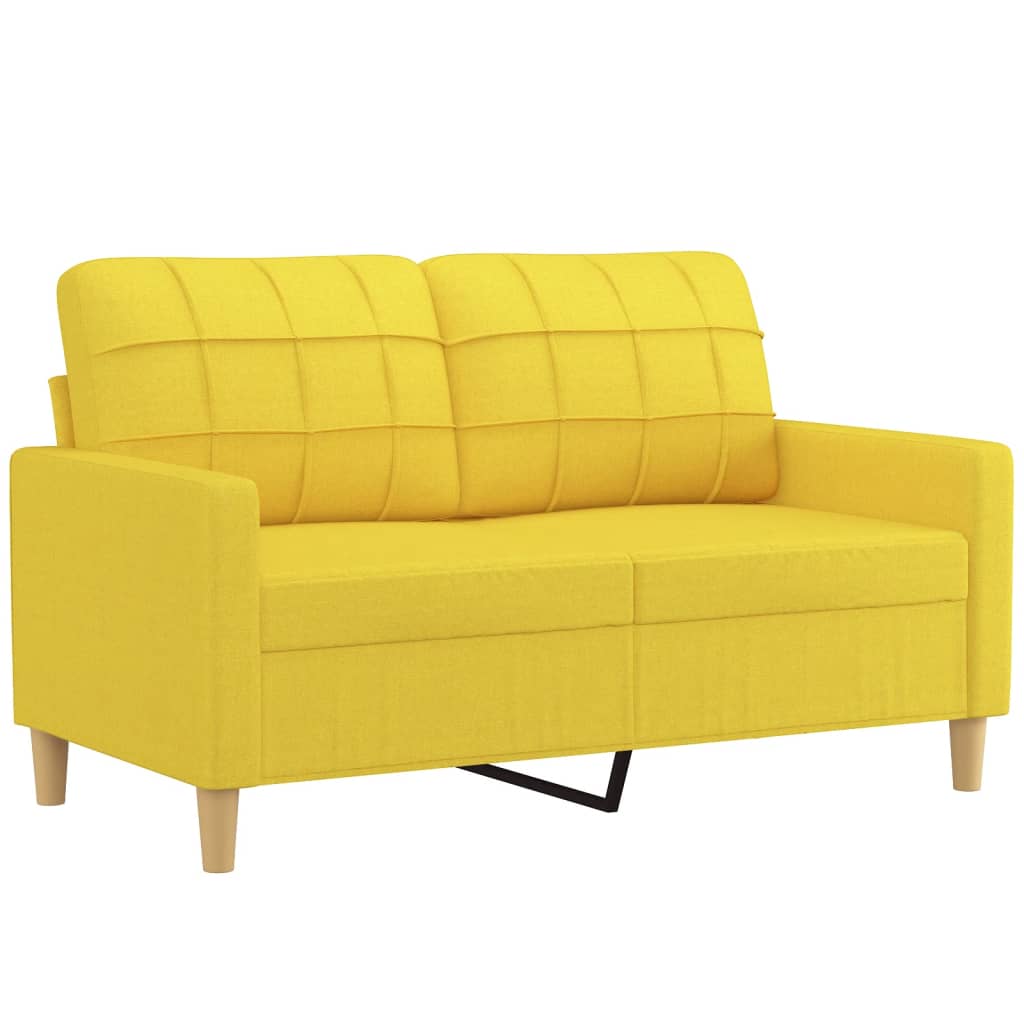 vidaXL Canapea cu 2 locuri cu pernuțe, galben deschis, 120 cm, textil