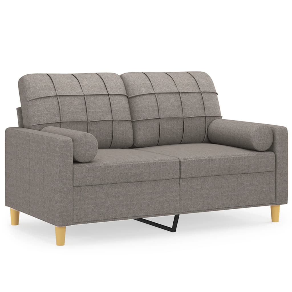 vidaXL Canapea cu 2 locuri cu pernuțe, gri taupe, 120 cm, textil vidaXL Canapea cu 2 locuri cu pernuțe, gri taupe, 120 cm, textil