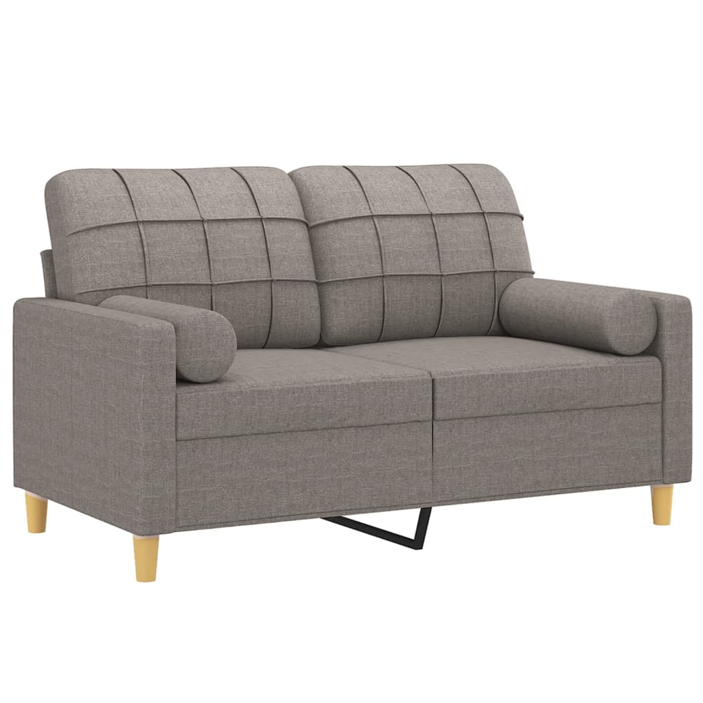 vidaXL Canapea cu 2 locuri cu pernuțe, gri taupe, 120 cm, textil vidaXL Canapea cu 2 locuri cu pernuțe, gri taupe, 120 cm, textil