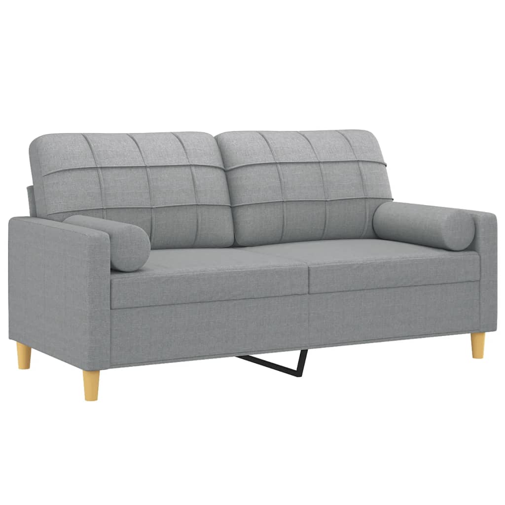 vidaXL Canapea cu 2 locuri cu pernuțe, gri deschis, 140 cm, textil vidaXL Canapea cu 2 locuri cu pernuțe, gri deschis, 140 cm, textil