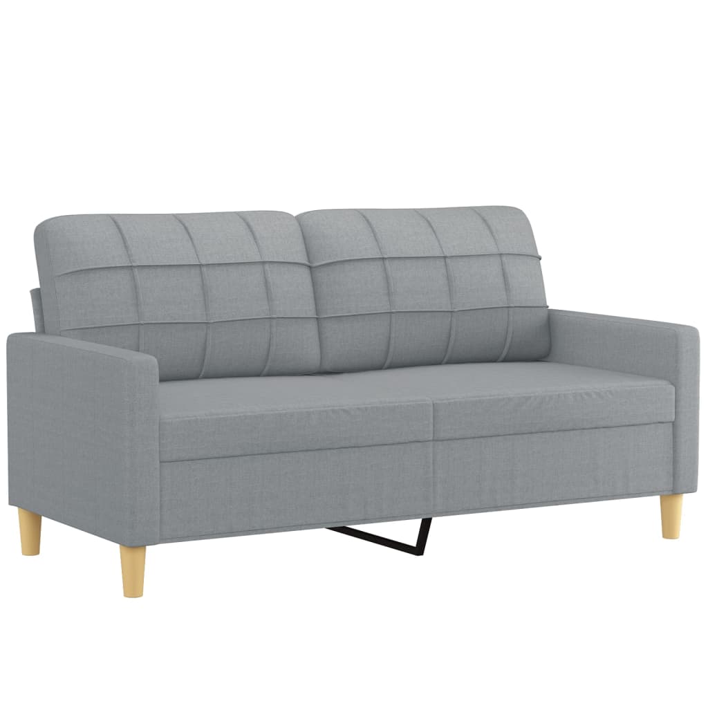 vidaXL Canapea cu 2 locuri cu pernuțe, gri deschis, 140 cm, textil vidaXL Canapea cu 2 locuri cu pernuțe, gri deschis, 140 cm, textil