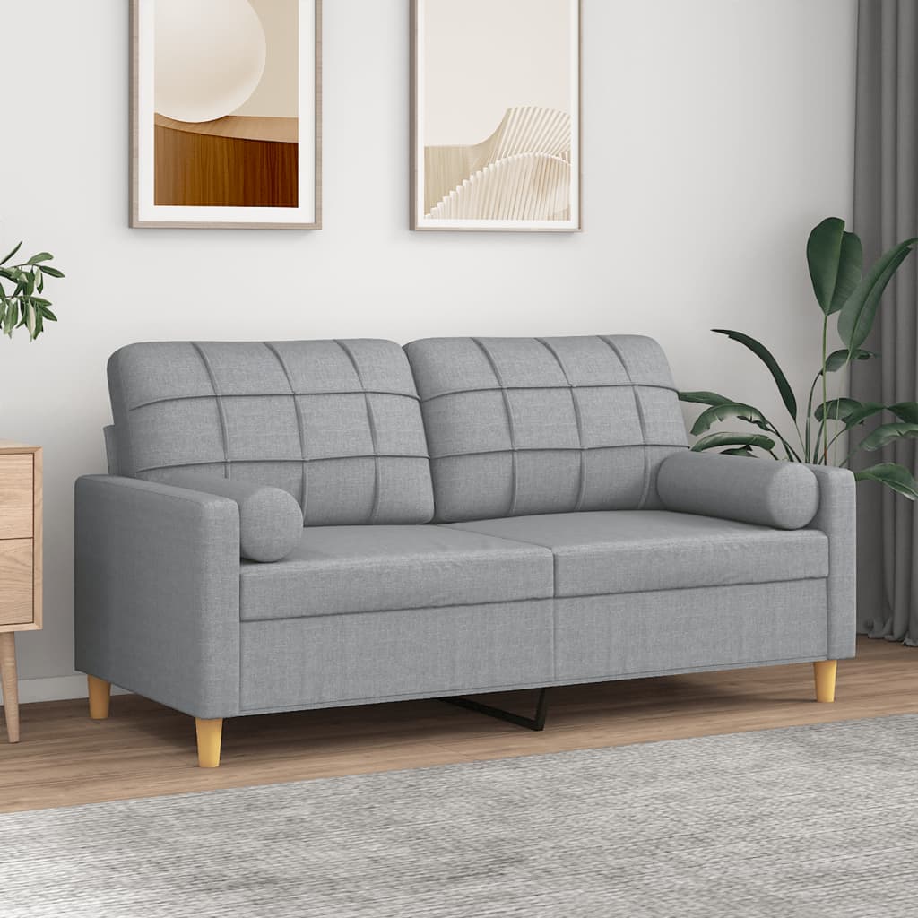 vidaXL Canapea cu 2 locuri cu pernuțe, gri deschis, 140 cm, textil vidaXL Canapea cu 2 locuri cu pernuțe, gri deschis, 140 cm, textil