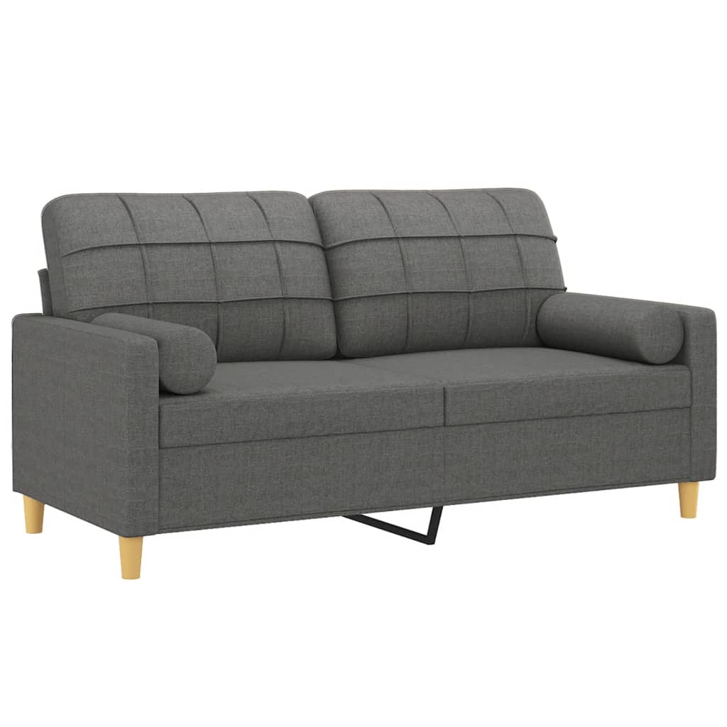 vidaXL Canapea cu 2 locuri cu pernuțe, gri închis, 140 cm, textil vidaXL Canapea cu 2 locuri cu pernuțe, gri închis, 140 cm, textil