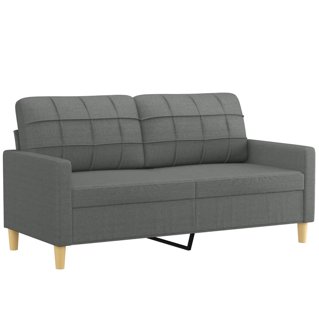 vidaXL Canapea cu 2 locuri cu pernuțe, gri închis, 140 cm, textil vidaXL Canapea cu 2 locuri cu pernuțe, gri închis, 140 cm, textil