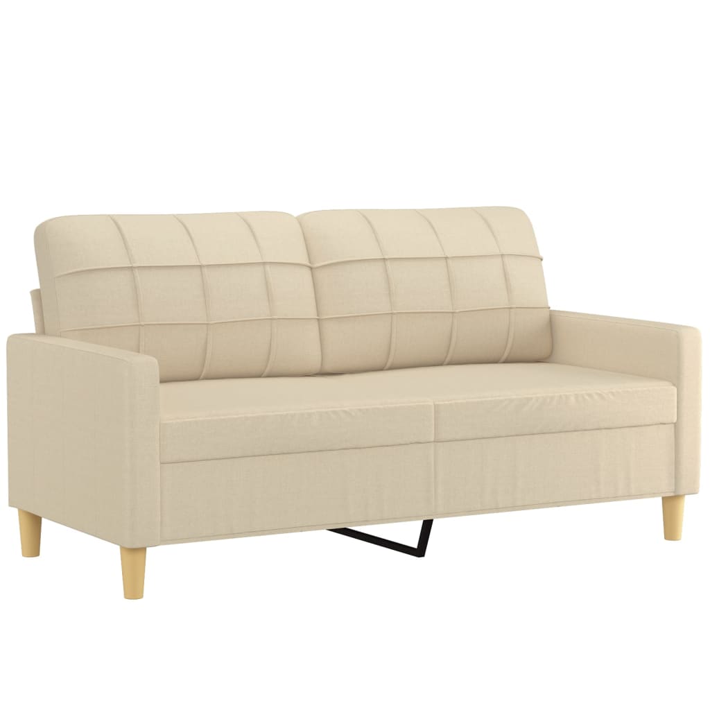 vidaXL Canapea cu 2 locuri cu pernuțe, crem, 140 cm, textil vidaXL Canapea cu 2 locuri cu pernuțe, crem, 140 cm, textil