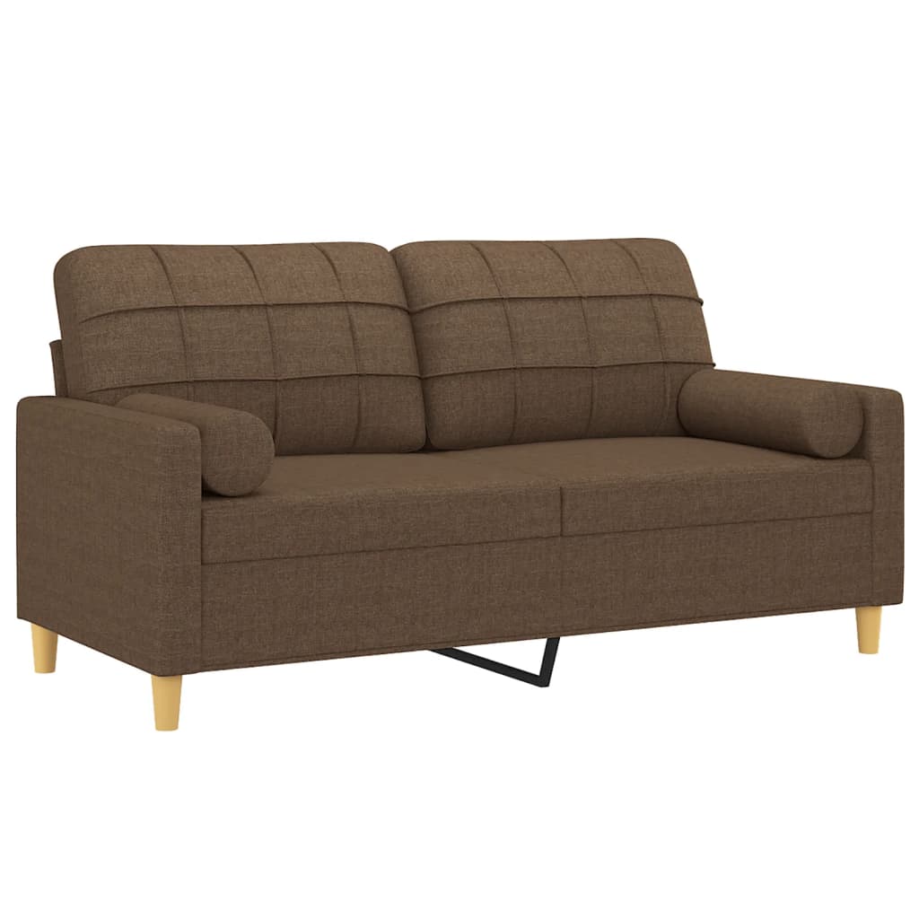 vidaXL Canapea cu 2 locuri cu pernuțe, maro, 140 cm, textil vidaXL Canapea cu 2 locuri cu pernuțe, maro, 140 cm, textil