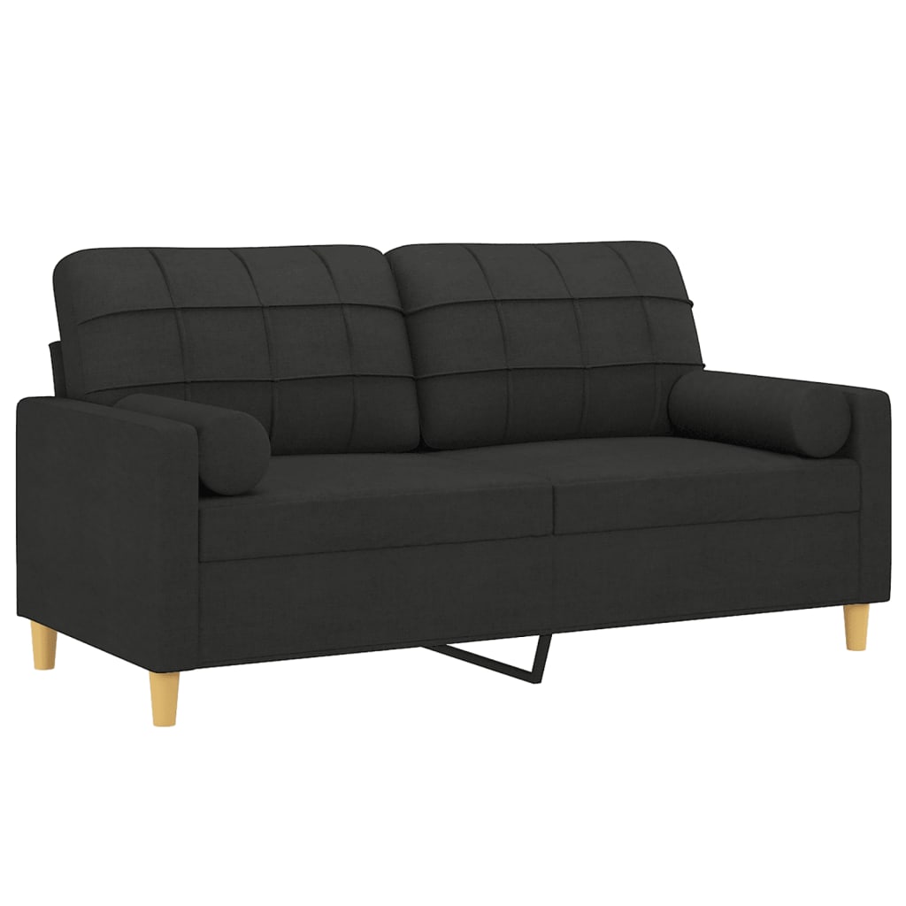 vidaXL Canapea cu 2 locuri cu pernuțe, negru, 140 cm, textil vidaXL Canapea cu 2 locuri cu pernuțe, negru, 140 cm, textil