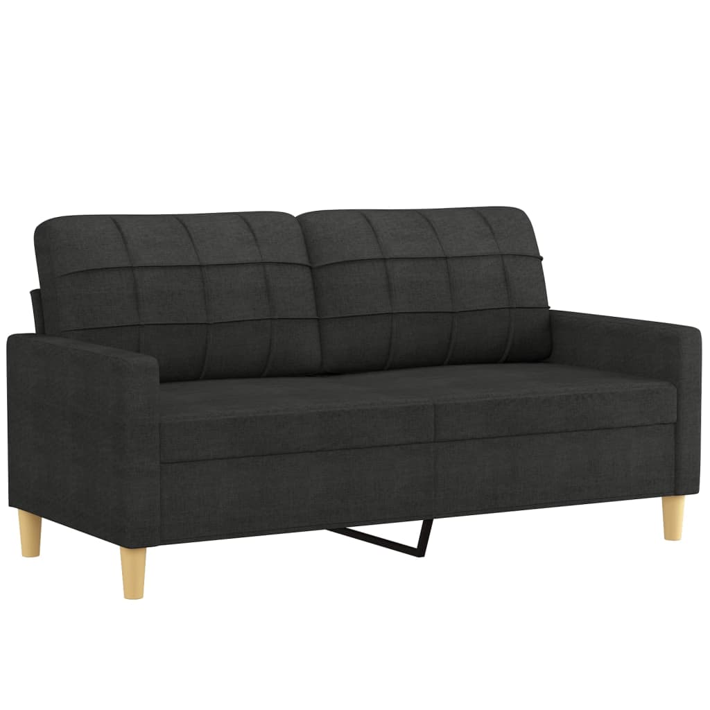vidaXL Canapea cu 2 locuri cu pernuțe, negru, 140 cm, textil vidaXL Canapea cu 2 locuri cu pernuțe, negru, 140 cm, textil