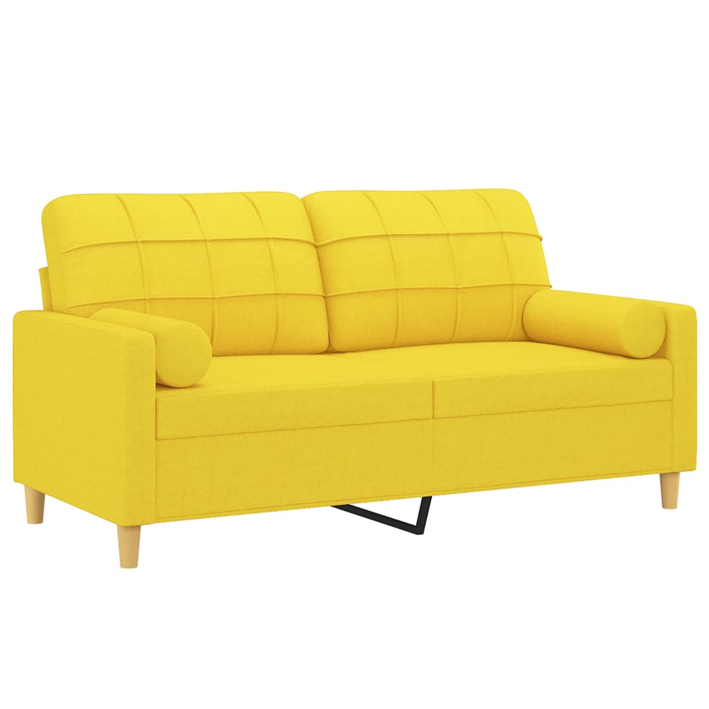 vidaXL Canapea cu 2 locuri cu pernuțe, galben deschis, 140 cm, textil vidaXL Canapea cu 2 locuri cu pernuțe, galben deschis, 140 cm, textil