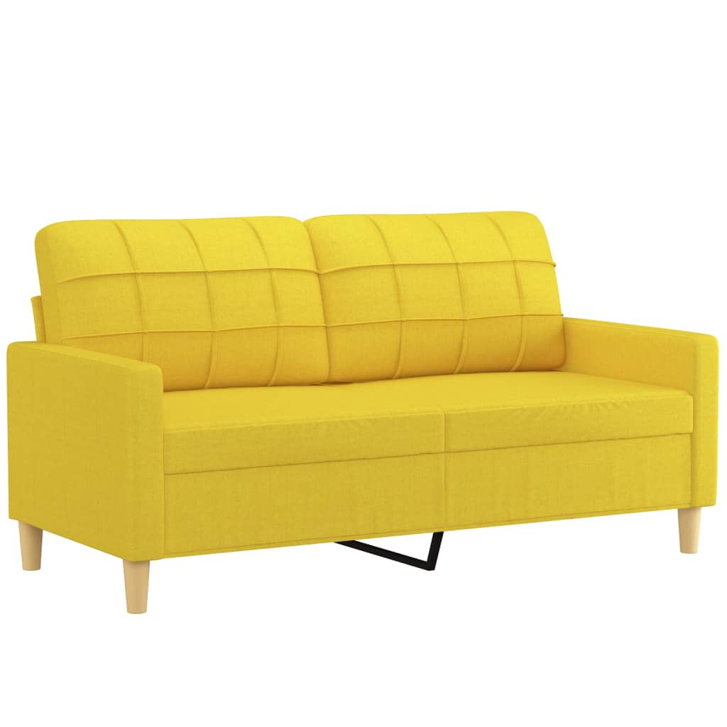 vidaXL Canapea cu 2 locuri cu pernuțe, galben deschis, 140 cm, textil vidaXL Canapea cu 2 locuri cu pernuțe, galben deschis, 140 cm, textil