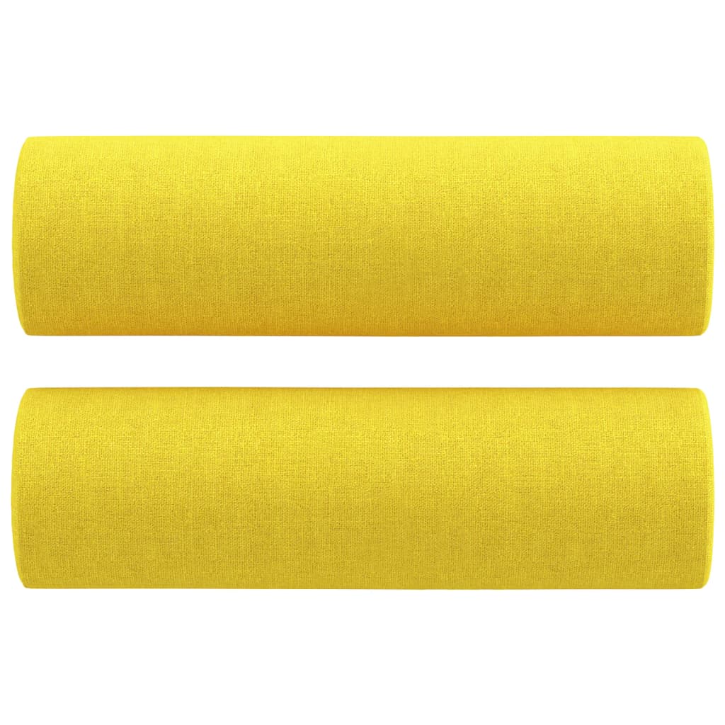 vidaXL Canapea cu 2 locuri cu pernuțe, galben deschis, 140 cm, textil vidaXL Canapea cu 2 locuri cu pernuțe, galben deschis, 140 cm, textil