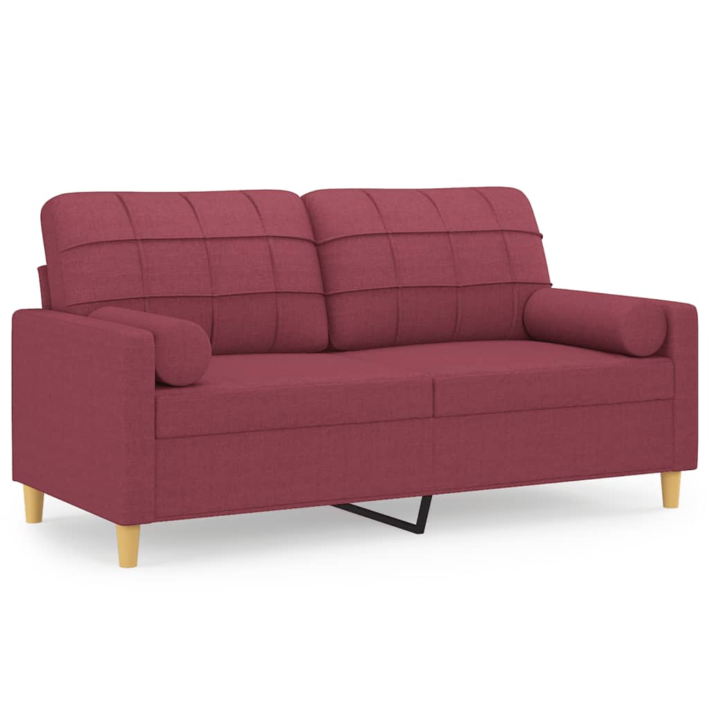vidaXL Canapea cu 2 locuri cu pernuțe, roșu vin, 140 cm, textil