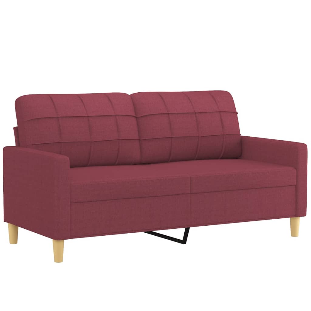 vidaXL Canapea cu 2 locuri cu pernuțe, roșu vin, 140 cm, textil