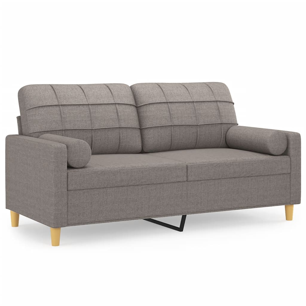 vidaXL Canapea cu 2 locuri cu pernuțe, gri taupe, 140 cm, textil vidaXL Canapea cu 2 locuri cu pernuțe, gri taupe, 140 cm, textil