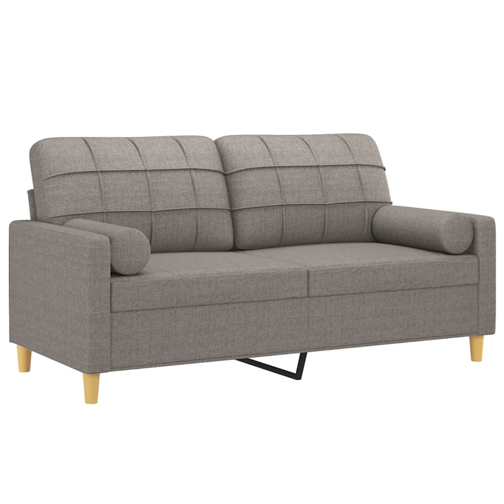 vidaXL Canapea cu 2 locuri cu pernuțe, gri taupe, 140 cm, textil vidaXL Canapea cu 2 locuri cu pernuțe, gri taupe, 140 cm, textil