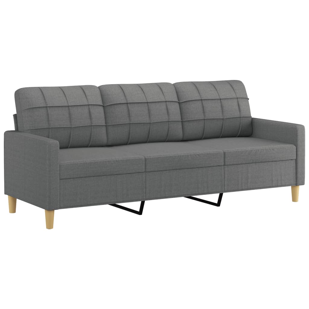 vidaXL Canapea cu 3 locuri cu pernuțe, gri închis, 180 cm, textil