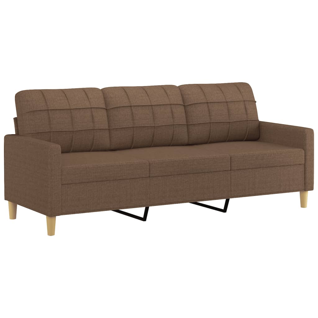 vidaXL Canapea cu 3 locuri cu pernuțe, maro, 180 cm, textil