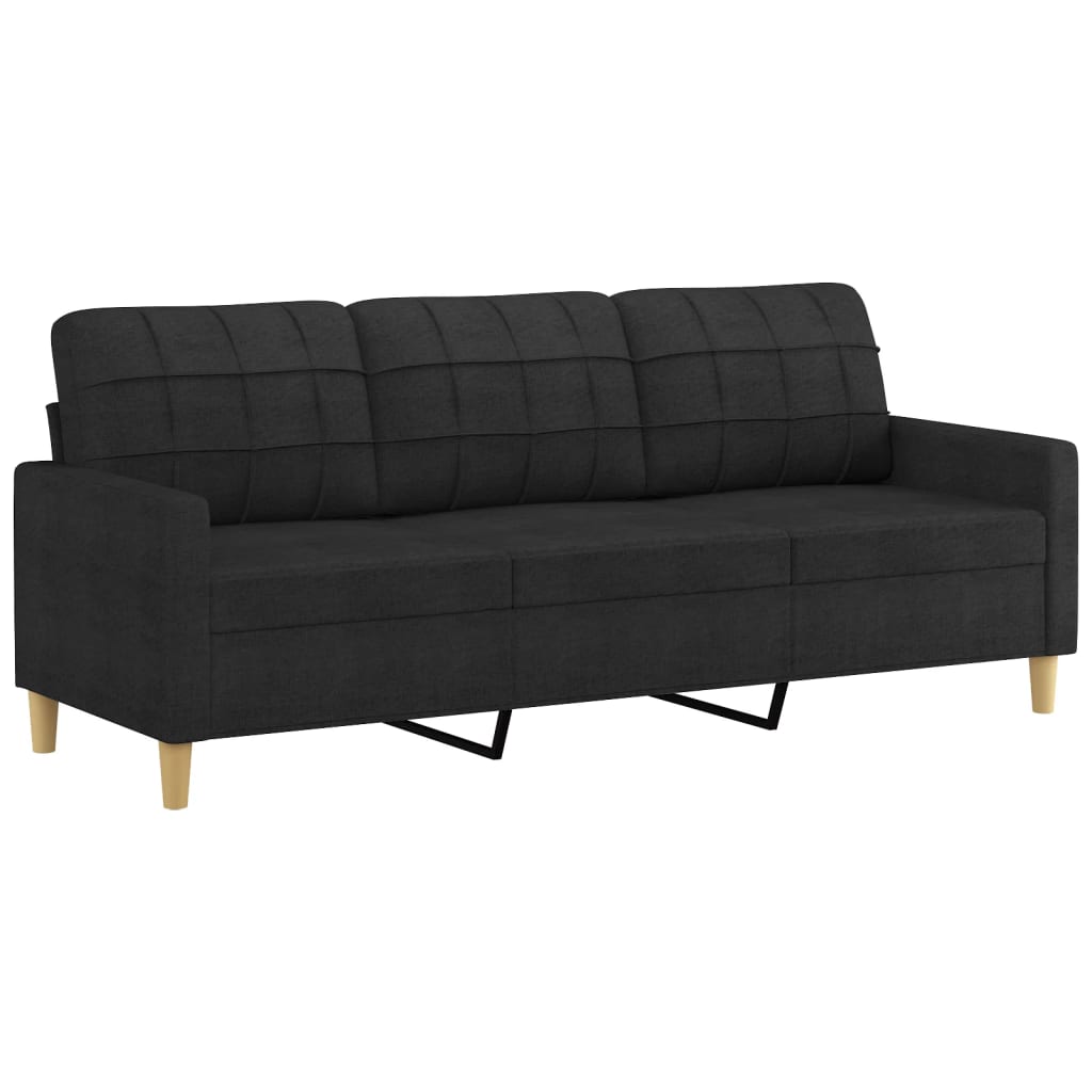 vidaXL Canapea cu 3 locuri cu pernuțe, negru, 180 cm, textil vidaXL Canapea cu 3 locuri cu pernuțe, negru, 180 cm, textil