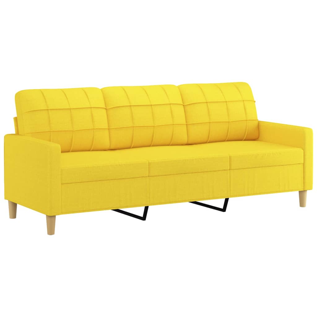 vidaXL Canapea cu 3 locuri cu pernuțe, galben deschis, 180 cm, textil