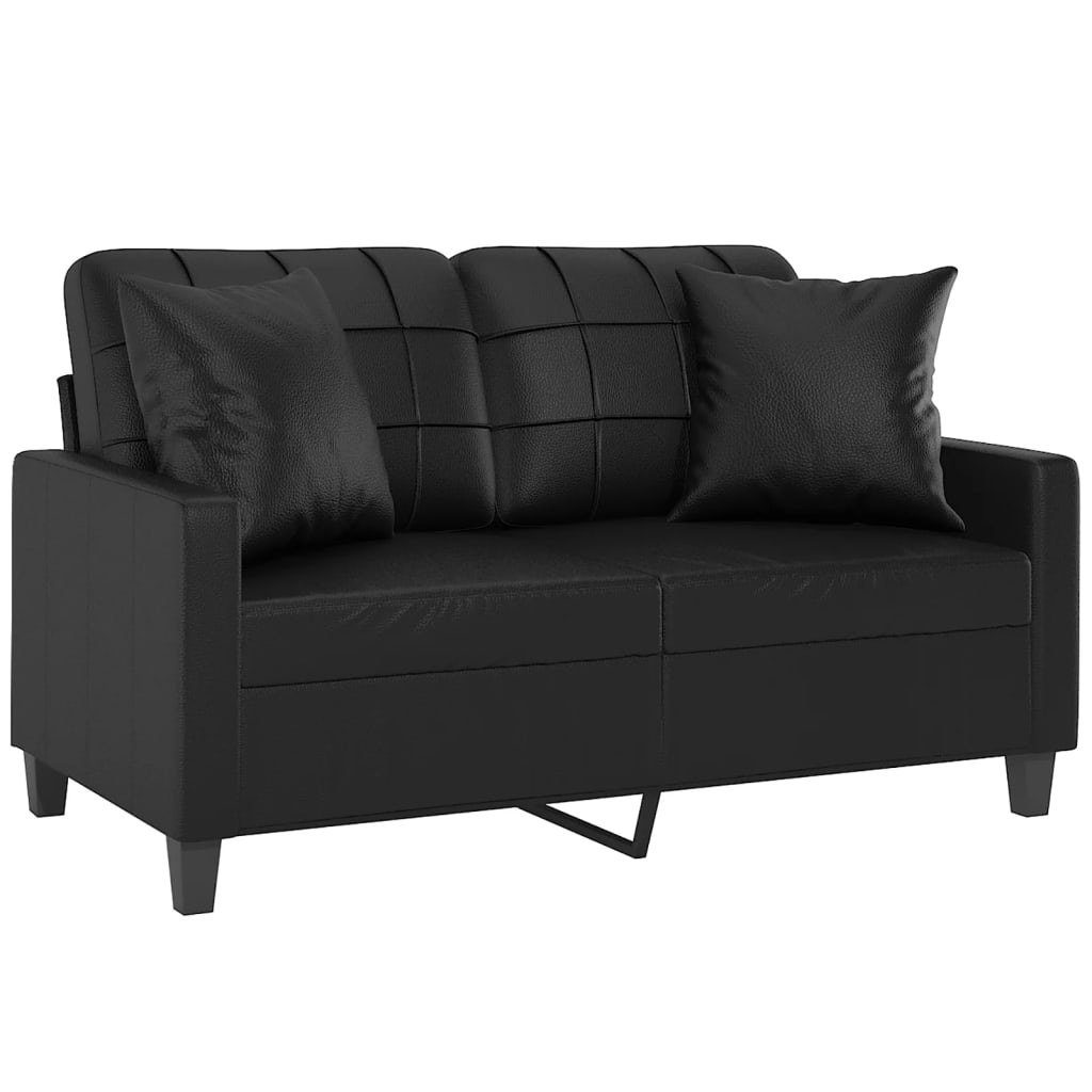 vidaXL Canapea cu 2 locuri cu pernuțe, negru, 120 cm, piele ecologică vidaXL Canapea cu 2 locuri cu pernuțe, negru, 120 cm, piele ecologică