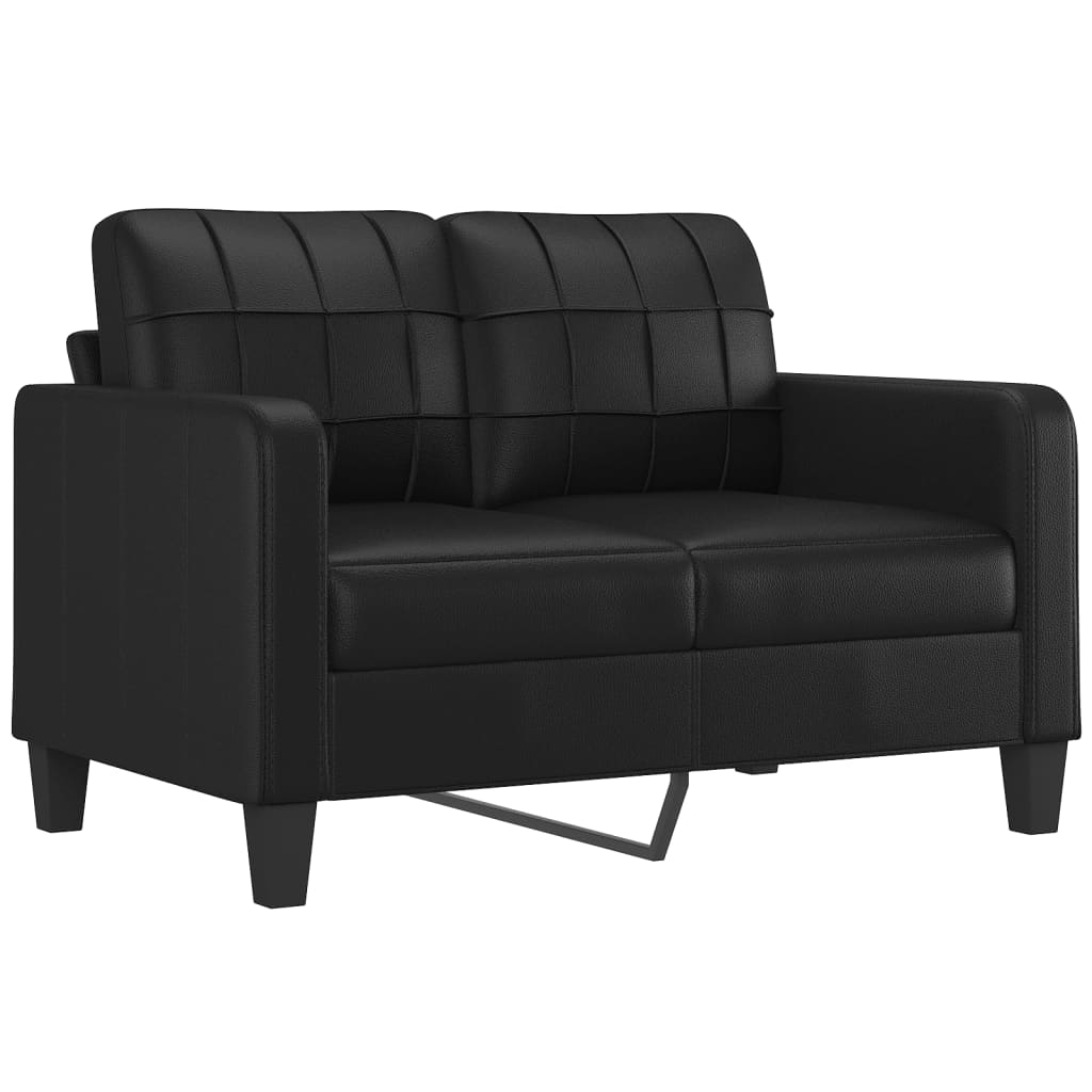 vidaXL Canapea cu 2 locuri cu pernuțe, negru, 120 cm, piele ecologică vidaXL Canapea cu 2 locuri cu pernuțe, negru, 120 cm, piele ecologică