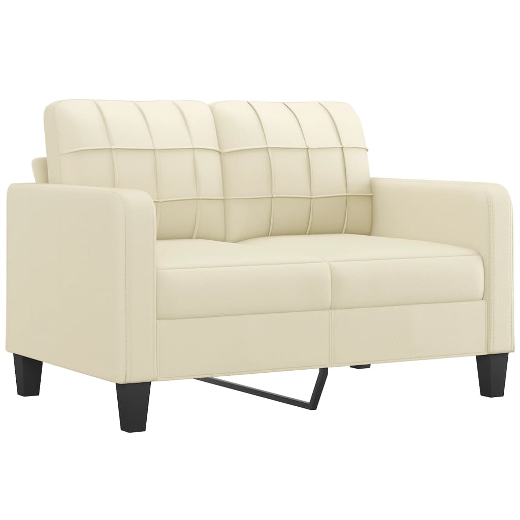 vidaXL Canapea cu 2 locuri cu pernuțe, crem, 120 cm, piele ecologică vidaXL Canapea cu 2 locuri cu pernuțe, crem, 120 cm, piele ecologică
