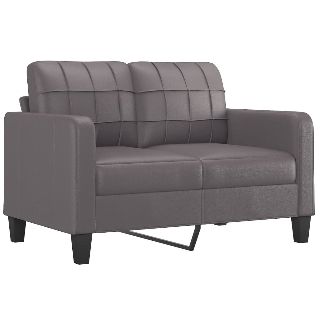 vidaXL Canapea cu 2 locuri cu pernuțe, gri, 120 cm, piele ecologică
