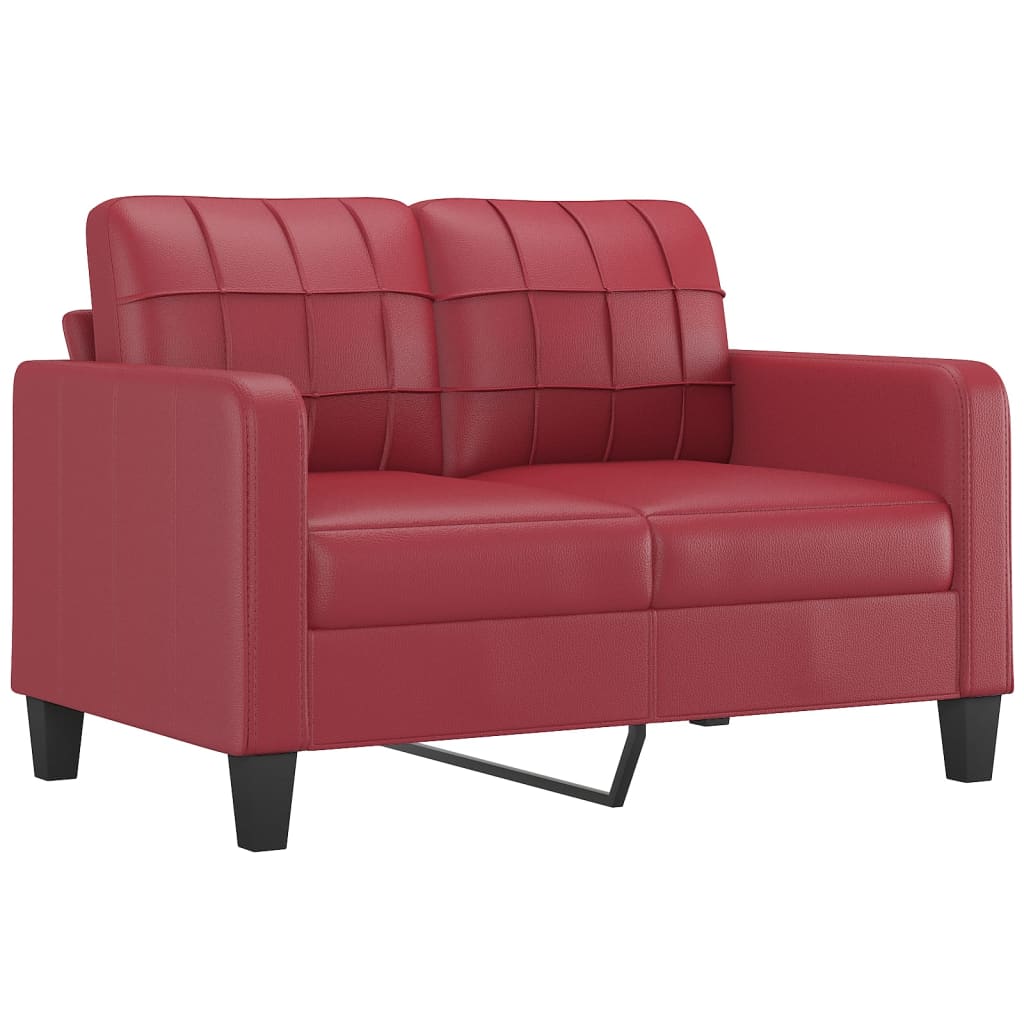 vidaXL Canapea cu 2 locuri cu pernuțe, roșu vin 120 cm piele ecologică vidaXL Canapea cu 2 locuri cu pernuțe, roșu vin 120 cm piele ecologică