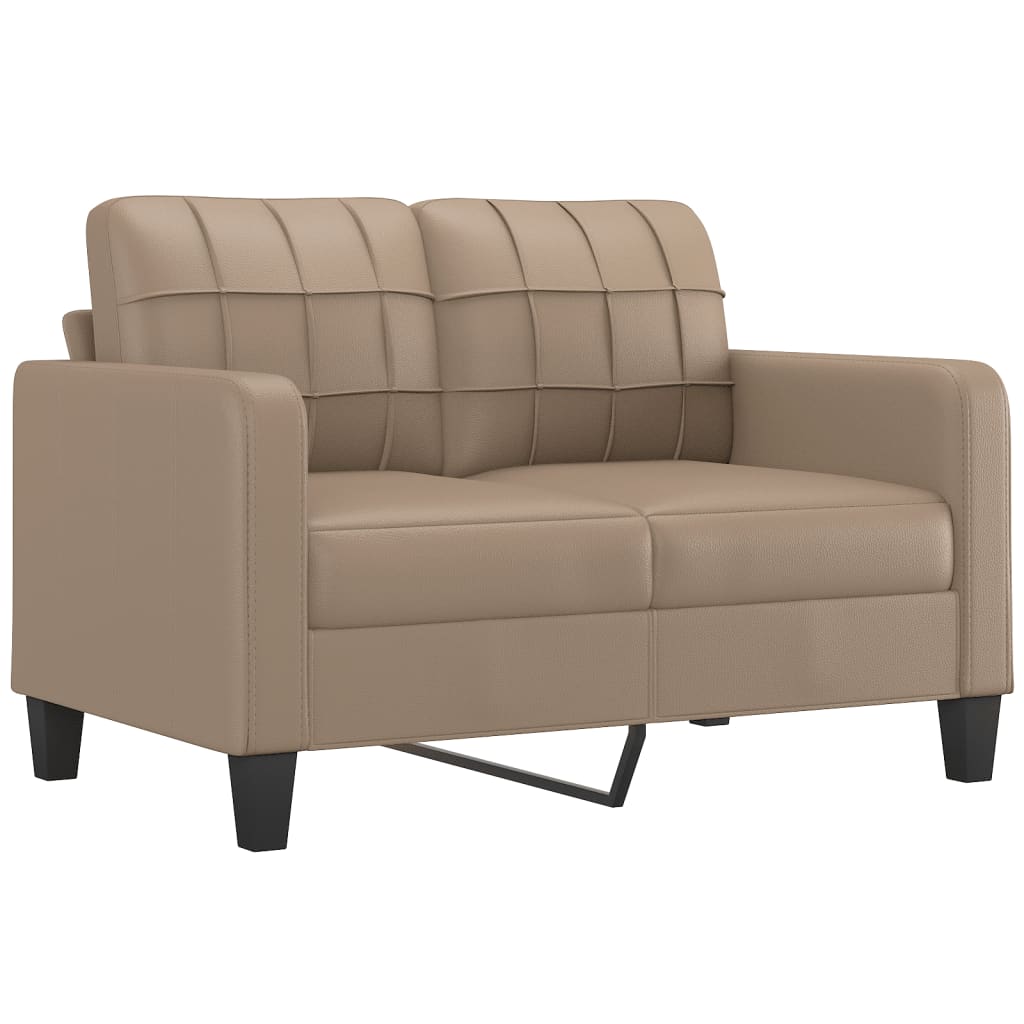 vidaXL Canapea cu 2 locuri cu pernuțe, cappuccino, 120 cm, piele eco. vidaXL Canapea cu 2 locuri cu pernuțe, cappuccino, 120 cm, piele eco.