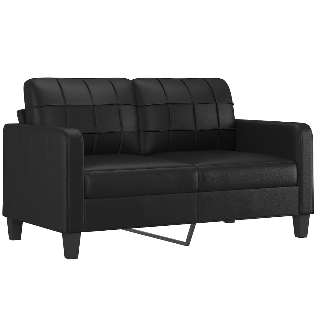 vidaXL Canapea cu 2 locuri cu pernuțe, negru, 140 cm, piele ecologică vidaXL Canapea cu 2 locuri cu pernuțe, negru, 140 cm, piele ecologică