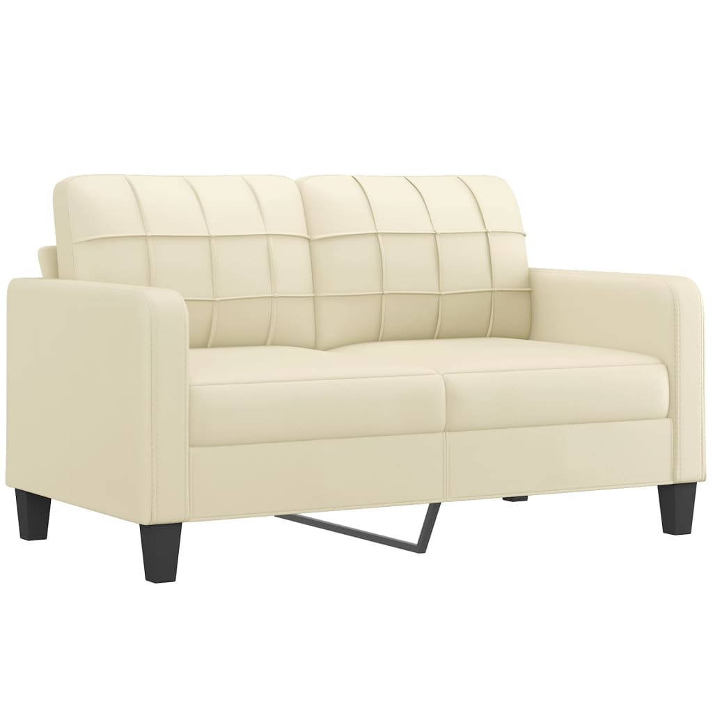 vidaXL Canapea cu 2 locuri cu pernuțe, crem, 140 cm, piele ecologică