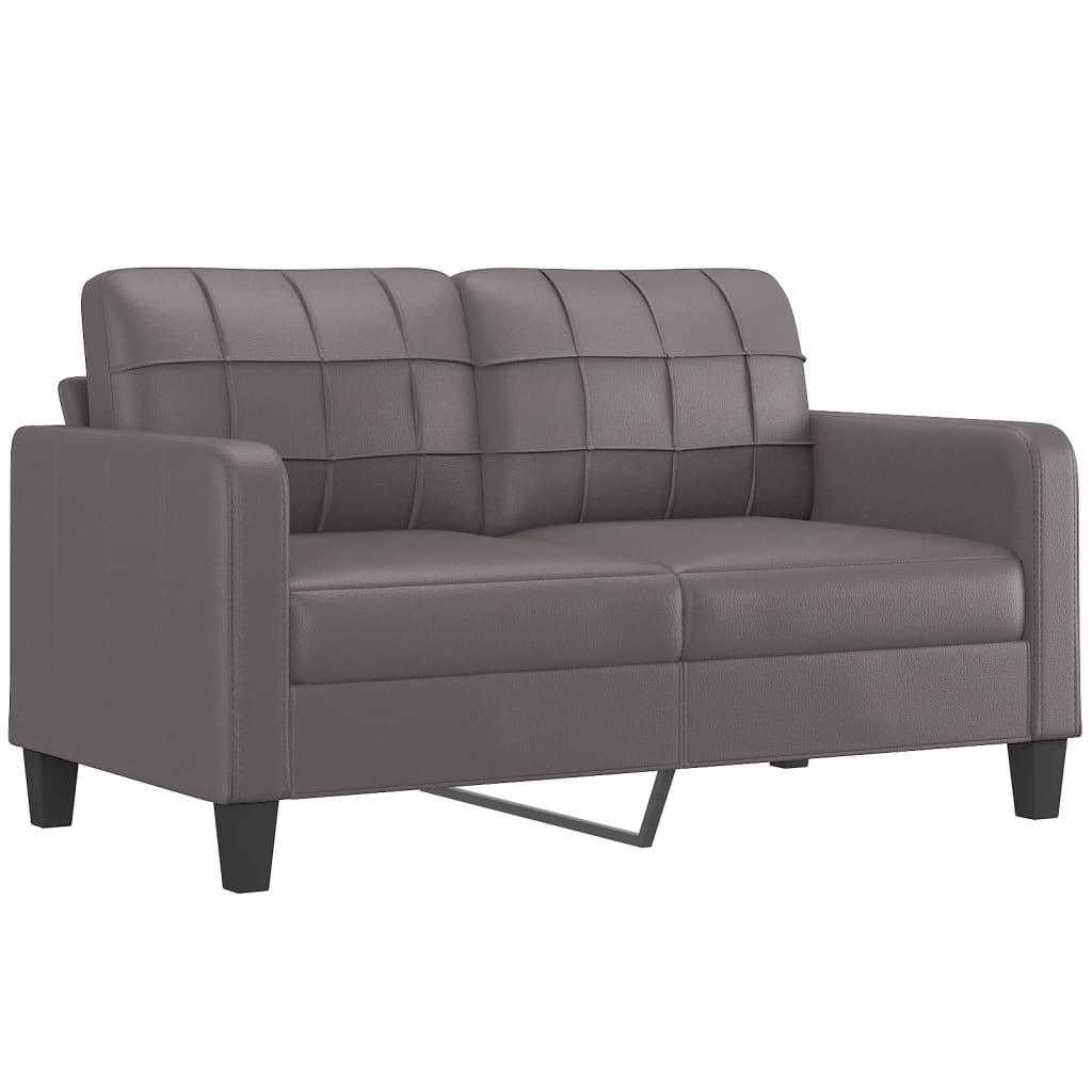 vidaXL Canapea cu 2 locuri cu pernuțe, gri, 140 cm, piele ecologică vidaXL Canapea cu 2 locuri cu pernuțe, gri, 140 cm, piele ecologică
