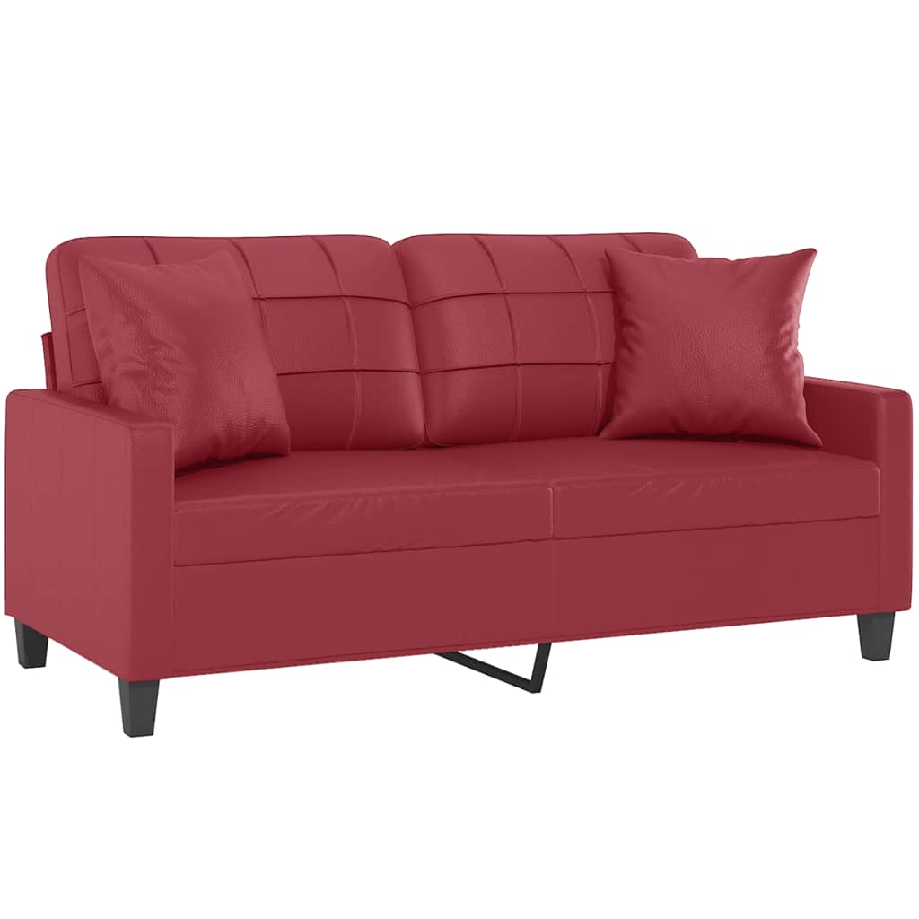 vidaXL Canapea cu 2 locuri cu pernuțe, roșu vin 140 cm piele ecologică vidaXL Canapea cu 2 locuri cu pernuțe, roșu vin 140 cm piele ecologică