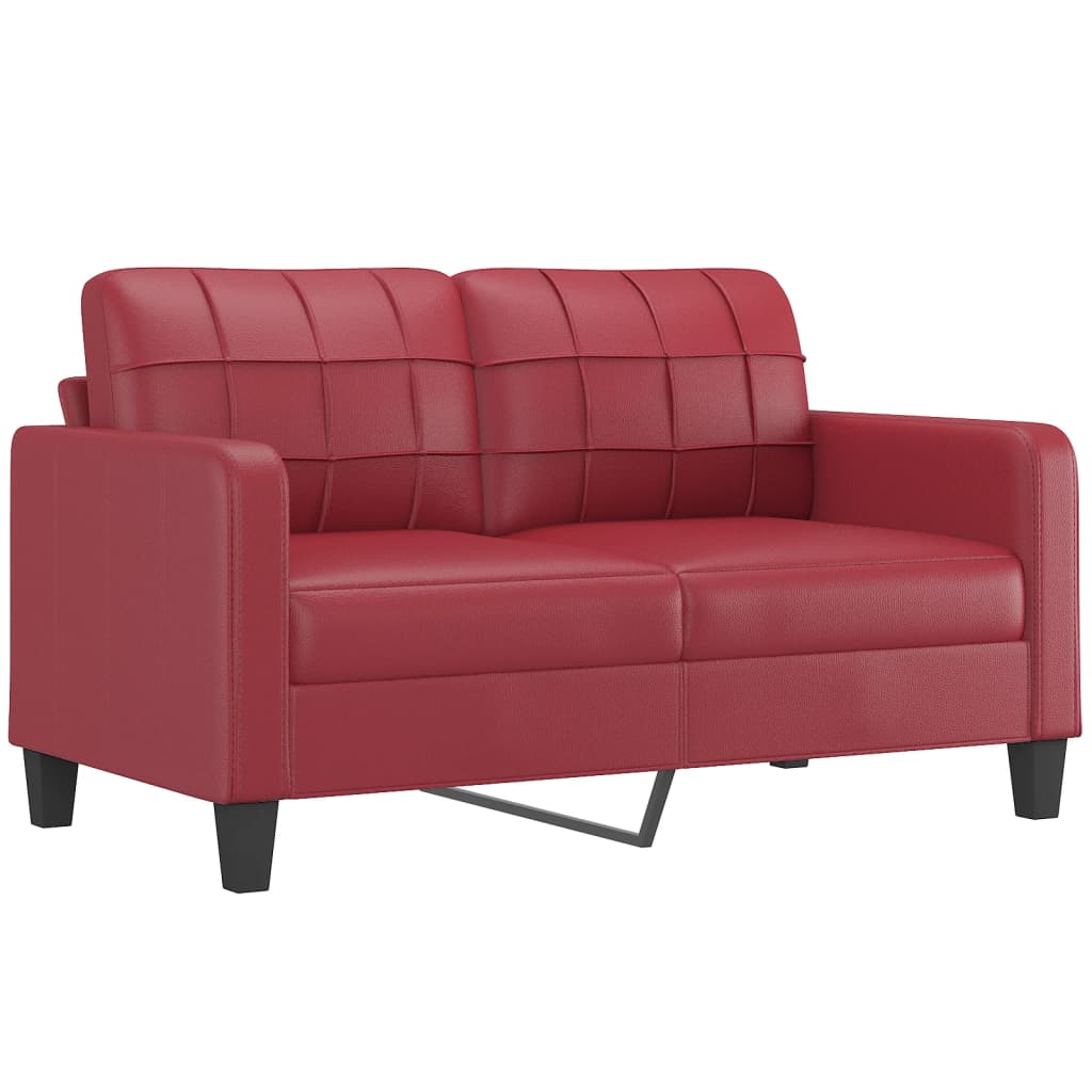 vidaXL Canapea cu 2 locuri cu pernuțe, roșu vin 140 cm piele ecologică vidaXL Canapea cu 2 locuri cu pernuțe, roșu vin 140 cm piele ecologică