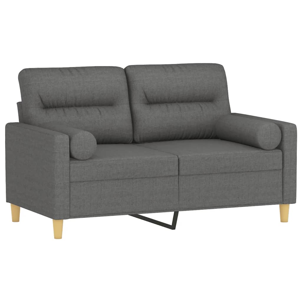vidaXL Canapea cu 2 locuri cu pernuțe, gri închis, 120 cm, textil vidaXL Canapea cu 2 locuri cu pernuțe, gri închis, 120 cm, textil