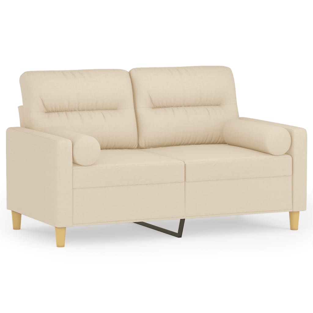 vidaXL Canapea cu 2 locuri cu pernuțe, crem, 120 cm, textil