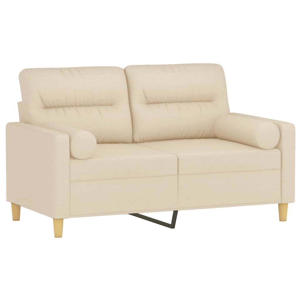 vidaXL Canapea cu 2 locuri cu pernuțe, crem, 120 cm, textil