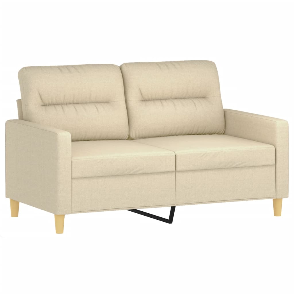 vidaXL Canapea cu 2 locuri cu pernuțe, crem, 120 cm, textil